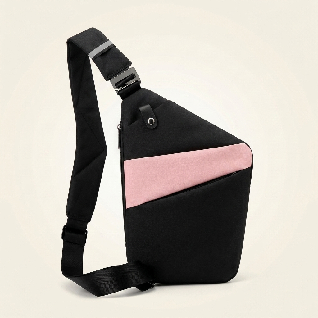 Hidepack Anti-Diebstahl Brusttasche – Schwarz-Rosa