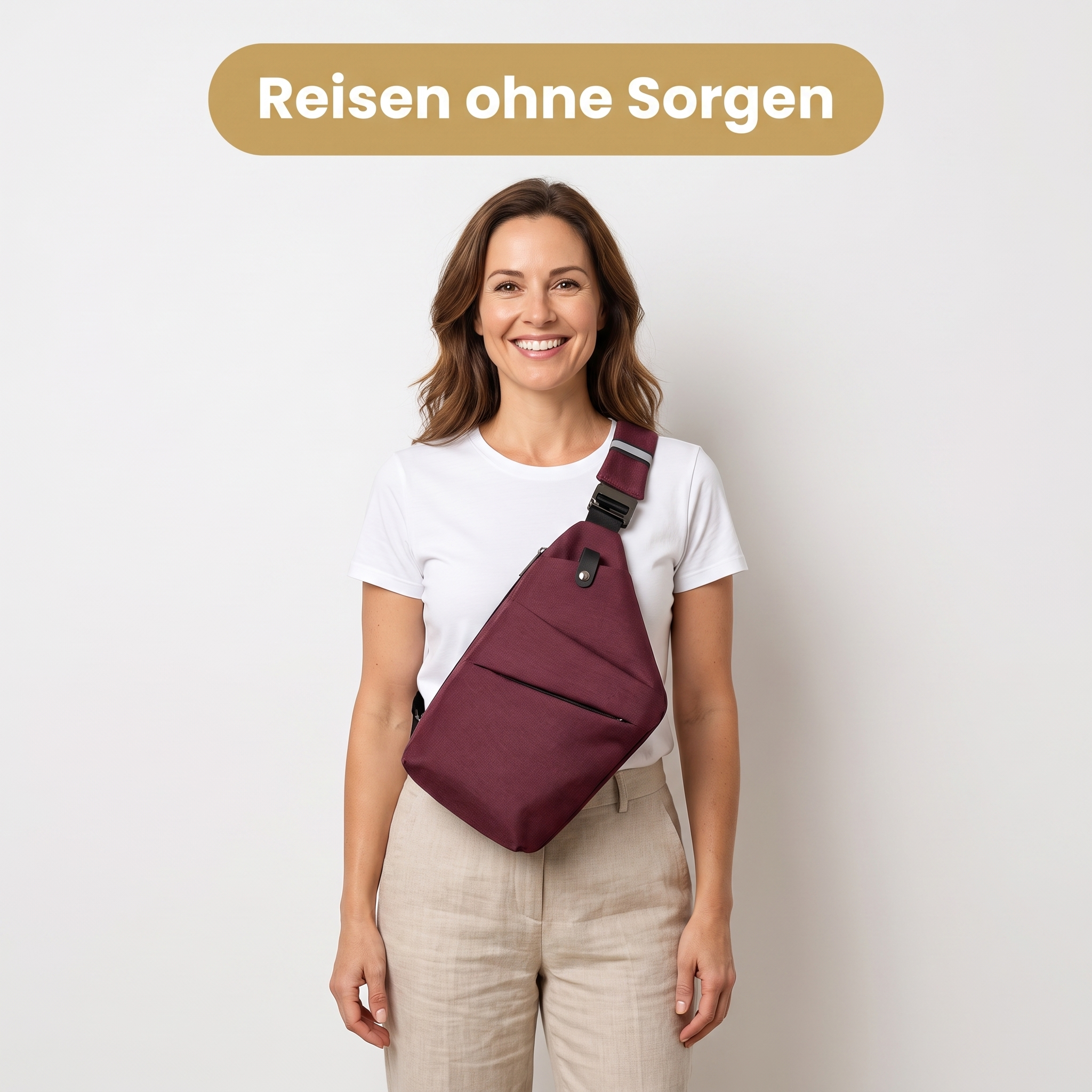 Reisen ohne Sorgen – Anti-Diebstahl Sling Tasche Weinrot
